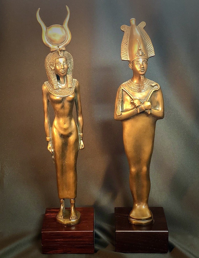 16" Bronze Ancient Egyptian gods. Private Commissioned sculptures.  Replica art after Deity Museum Relics.