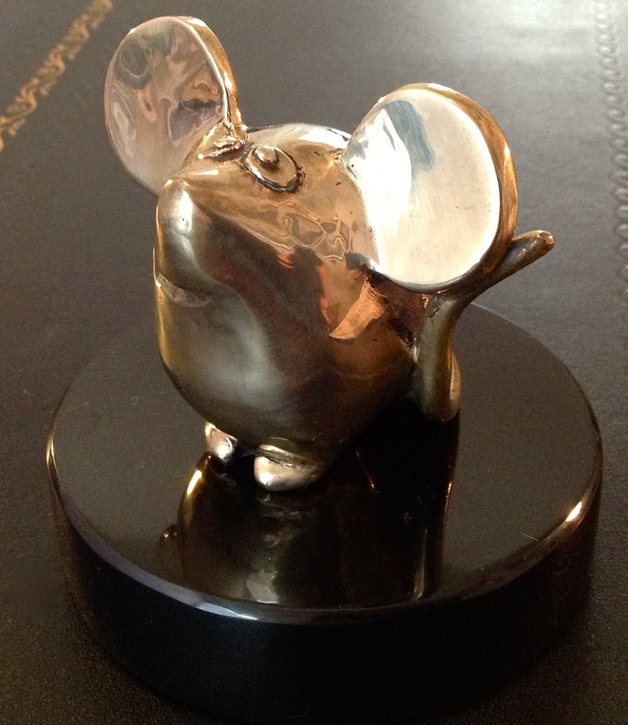 1978 Bronze master used to make molds for reproduction 24 karat gold lated pewter "Mouse" sculptures.