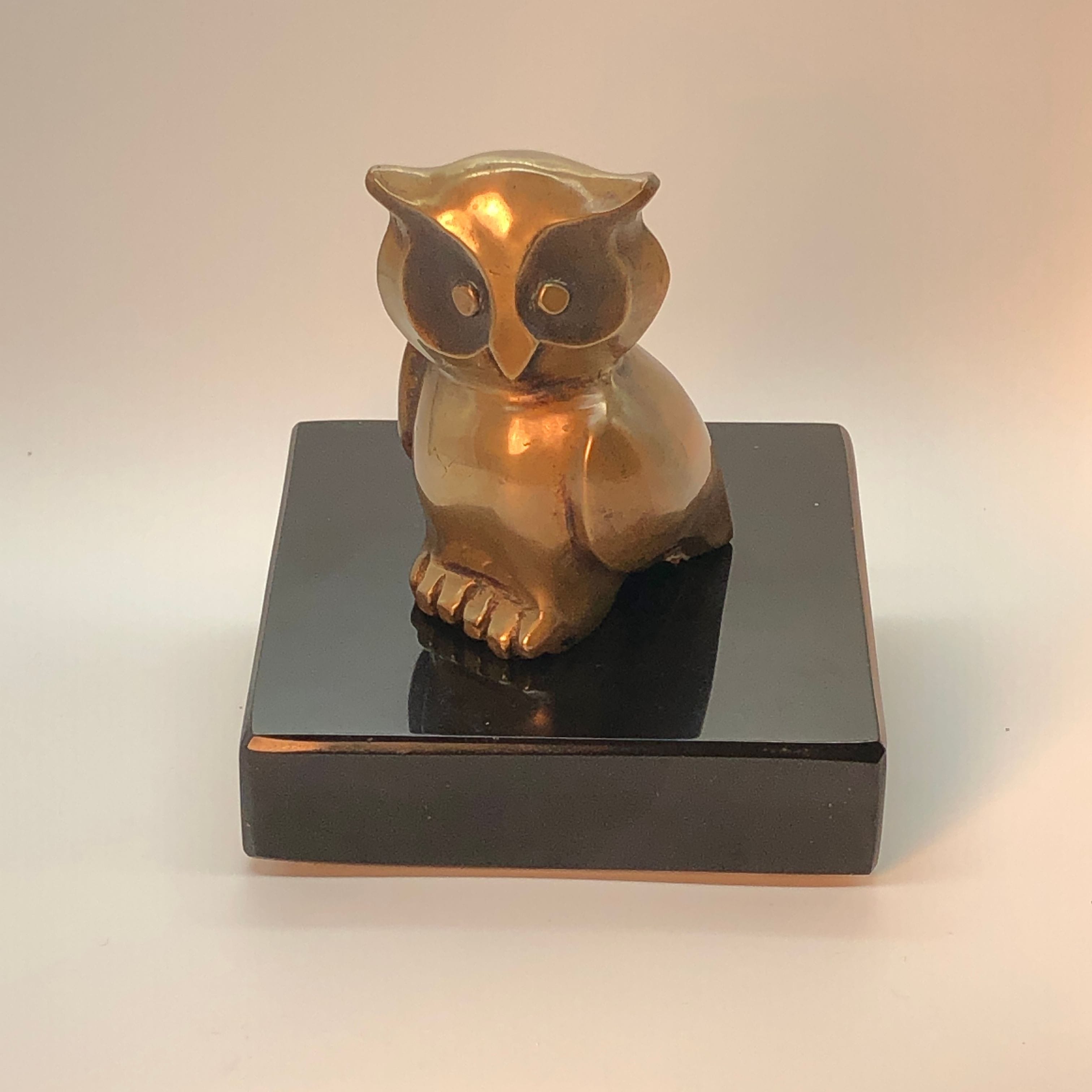 1978 Bronze master used to make molds for reproduction 24 karat gold lated pewter "Owl" sculptures.